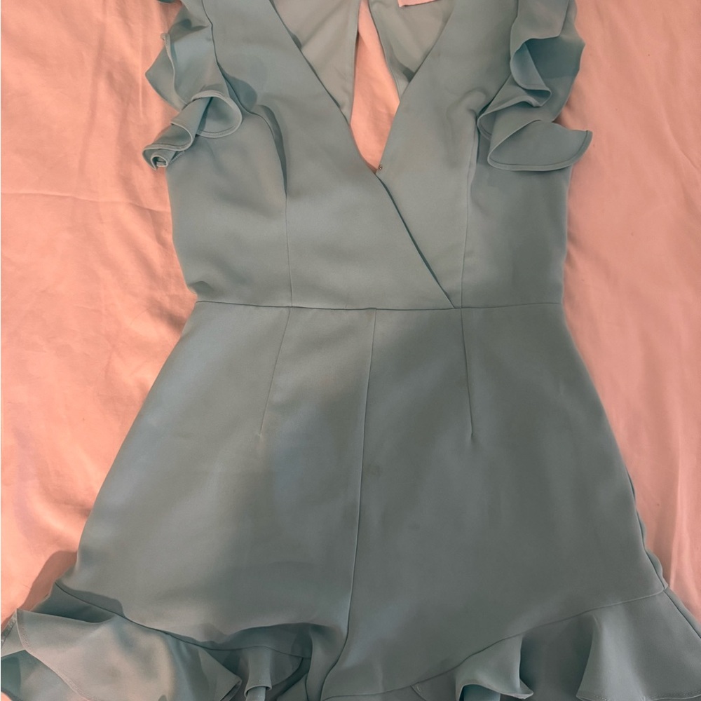 Elegant Blue Ruffle Romper